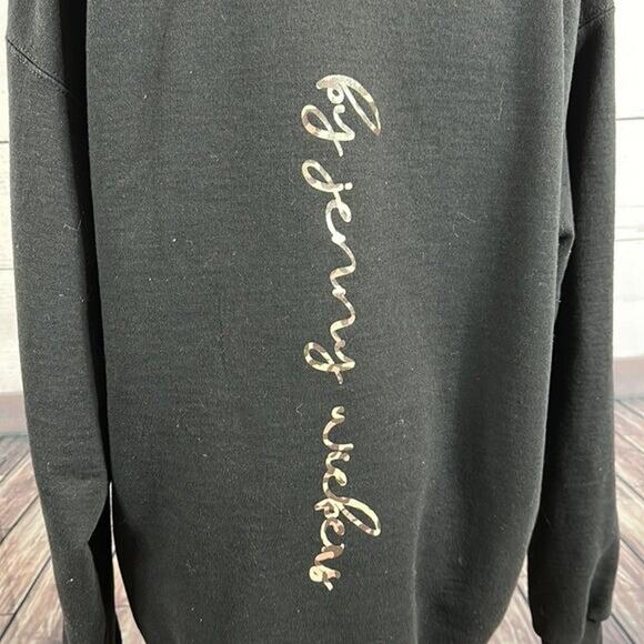 Champion Sweatshirt Womens Large Black Crew Neck Pull Over Motivated Boxy - Picture 5 of 11